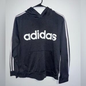 ADIDAS BOYS Black sweatshirt Y2K GRAPHIC HOODIE JUMPER Size 14/16